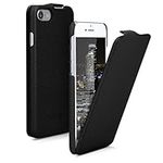 kalibri Flip Case Compatible with Apple iPhone SE (2022) / iPhone SE (2020) / iPhone 8 / iPhone 7 - Ultra Slim Leather Protective Phone Cover - Black