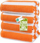 Utopia Towels Cabana Stripe Beach Towels (76 x 152 cm) - 100% Ring Spun Cotton Large Pool Towels, Soft and Quick Dry Swim Towels (Pack of 4) (Orange)