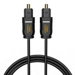 CableCreation Optical Digital Audio Cable, Thin Fiber Optic Toslink Gold Plated Optical S/PDIF Cord for Home Theater, Sound Bar, TV, PS4, Xbox, VD/CD Player, Game Console, 50 Feet/15M, Black