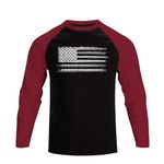 H HYFOL Men's Graphic T-Shirts USA Flag Cotton Long Sleeve American Patriotic Crewneck Regular Tee Shirts, 25-savvy Red, X-Large