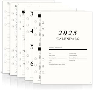 2025 A5 Weekly & Monthly Planner Binder Refill Insert - 5.8"x8.3", 100GSM Paper, Sunday Start, 6 Hole Punched for Refillable A5 Binder with Calendar, Contact Pages and Notes