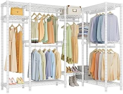 VIPEK L22S Corner Clothes Rack, L Shaped Heavy Duty Garment Rack, Corner Wardrobe Closet with Adjustable 8 Shelves & 6 Hanging Rods, Freestanding Closet System, Max Load 1600LBS, White, (2 Packages)