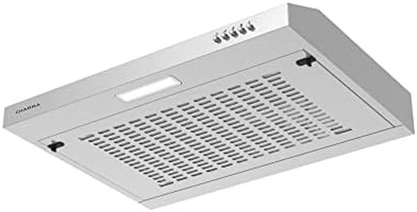 CIARRA Cappa Aspirante 60 cm Sottopensile Cappa da Cucina con Pannello Argento LED Montaggio a Parete con Ventola Estrattore (Bianco)-CAW6903A