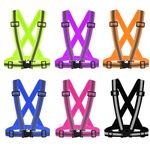 6Pcs Reflective Vest Running Gear, High Visibility Adjustable Safety Vest for Outdoor Motorcycle Dog Walking Night Running (Mix-Color)