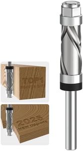 Carbide Compressiom Flush Trim Router Bit 1/4 Shank, Top & Bottom Bearing, 2+2 Flute, 1/2" Cutting Dia, 1" Cutting Length, Spiral Up-Down Pattern Template Flush Cut Router Bit for Wood Trimming