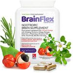 BrainFlex - Nootropic Brain Supplement Stack with Ginseng, Ginkgo, Bacopa Monnieri, L-Theanine, NAC, DHA Plus Vitamins B3, B5, B12 and Zinc for Mental Performance and Cognitive Function - 60 Capsules