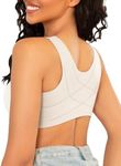 FallSweet Posture Bras Front Closure Wireless Seamless Smooth Back Support Bra, White, 36C