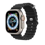 HdanMole Silicone Ocean Strap Compatible with Apple Watch Ultra 2 / Ultra 49mm 46mm 45mm 44mm 42mm 41mm 40mm 38mm, Soft Sport Band for iwatch Series 10 Ultra 9 8 7 6 5 4 3 2 1 SE, 49/45/44mm Black