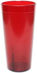 NEW, 20 oz. Restaurant Tumbler Beverage Cup, Stackable Cups, Break-Resistant Commmerical Plastic, Set of 6 - Ruby Red