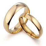 Gemini His & Her Dome Comfort Fit 18K Gold Filled Anniversary Wedding Titanium Rings Set, Width 6mm & 4mm Men Ring Size : 10.5 Women Ring Size : 4.5 Valentine's Day Gifts