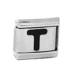 Italian Charm Bracelet Link Square Silver Tone Alphabet Letter Choose A-Z Letter Links (Letter T)