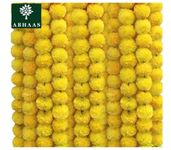 ABHAAS Pack of 10 Artificial Marigold Flowers for Decoration Long Marigold Garlands Fluffy Flowers Toran Indian genda phool for Wedding & Festival, Diwali /4.5-4.9 Ft /10 pc/Yellow