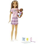 Barbie Dolls and Accessories, Skipper™ Doll (Two-Tone Hair) with Baby Figure and 5 Accessories, Babysitters Inc.™ Playset