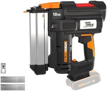 WORX WX842.9 Cordless Nail Gun with Air Impact Technology Quick-Load Magazine & Dual LED Lighting - Battery Powered 18 Gauge Brad Nailer for Wood - Tool Free Jam Release & Depth Adjustment - Tool Only