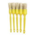 Purezo Car Detailing Brush | Natural Boar Hair Filament | Plastic Handle | Car Auto Detailing Brush (5pcs Set)