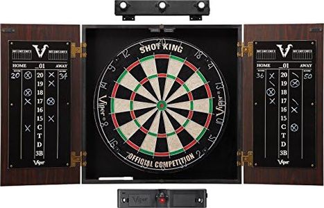 Viper Stadium Cabinet & Shot King Sisal/Bristle Dartboard Ready-to-Play Bundle: Elite Set (Shot King Dartboard, Darts, Shadow Buster and Laser Throw Line), Black (40-1213)