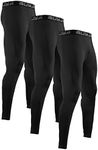 BUYJYA 3 or 5 Pack Men's Compression Pants Running Tights Workout Leggings Athletic Cool Dry Yoga Gym Clothes Gift, Black-black-black, X-Large