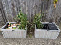 BinGarden Wooden Pair of Planter Boxes 100L each. Bin Garden Flower Planters store Kerbside Recycle Boxes/hide Curbside Recycling Trash Bins or Food Waste Garbage Bins, Painted Silver Grey