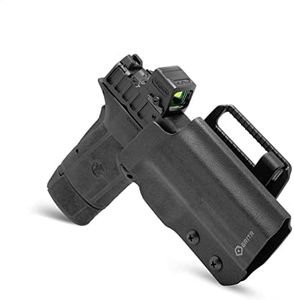 GRITR OWB Kydex Right Hand Gun Holster for Smith & Wesson M&P Shield EZ 9/380/S&W Equalizer - Optic Cut, Compatible with Safariland QLS/G-Code RTI Attachments, Adjustable Belt Loops, Open Bottom