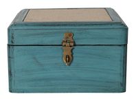 Contrast Living Wooden Hand Painted Vintage Decorative Box Jewelry Box (Antique Blue Outer Size 15X15X9 cms, Square)