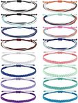 Palotay 6/15PCS Summer Surfer String Woven Anklet Bracelets Adjustable Handmade Waterproof Braided Bracelet String Beach Boho Anklet Bracelets Friendship Colorful Woven Rope Jewelry for Women Girls,