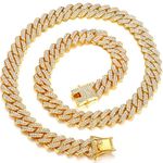 HAIAISO Cuban Link Chain for Men Women Miami Cuban Link Chain Necklace Diamond Prong Cuban Iced Out Chain 18/20/22/24inch Bling Hip Hop Jewelry