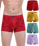 wirarpa Men's Soft Stretchy Underwear 4 Pack Micro Modal Trunks Briefs Covered Waistband Short Leg Multicolor, Medium