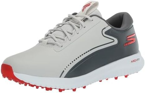 Skechers Men's Max 2 Arch Fit Waterproof Spikeless Golf Shoe Sneaker, Grey/Red, 10 Wide