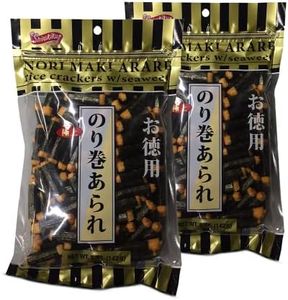 Shirakiku Japanese Nori Maki Arare Rice Crackers with Seaweed | Glutinous Rice, Soy Sauce, Wheat, and Seaweed | Crispy and Savory Cracker Snacks, Seaweed Flavor, 5 Oz - (Pack of 2)