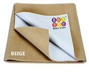 BeyBee Instadry Anti-Piling Fleece Extra Absorbent Quick Dry Sheet for New Born Babies, Cotton Bed Protector Mattress Reusable Waterproof Baby Cot Sheet for Toddler Infant Large Size 140x100cm, Beige