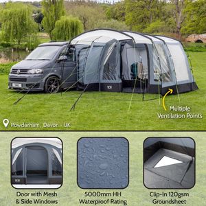 Trail Langley Campervan Driveaway Awning – UPF50+, 5000mm Waterproof, Side Tent with Groundsheet, Windows, Front Canopy, 180-210cm Height