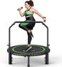 BCAN 450 LBS Foldable Mini Trampoline, 40" Fitness Trampoline with Adjustable Handle Bar, Bungees, Stable & Quiet Exercise Rebounder for Kids Adults Indoor/Garden Workout-Green