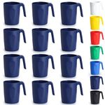 Kyraton Plastic Mug Set 12 Pieces, Unbreakable and Reusable Light Weight Travel Coffee Mugs Espresso Cups Easy to Carry and Clean Microwave Safe, Dishwasher Safe