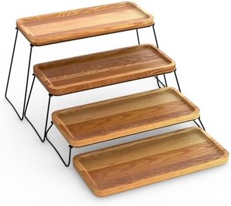 SAVEECO 4 Tier Cupcake Stand - Tiered Tray Stand for Party, Acacia Wooden Dessert Table Display Set, Decorative Tower Tray Table, Decor Cheese Charcuterie Boards Farmhouse Rustic Wood Serving Platters