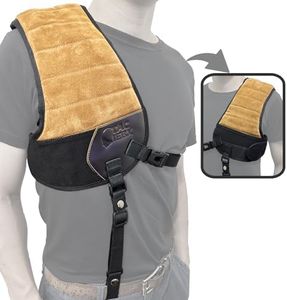 TAC IBEX Shoulder Protective Vest Leather Shooting Recoil Shields Pads Padding Canvas for Shotgun Rifle Range Field Hunting Black