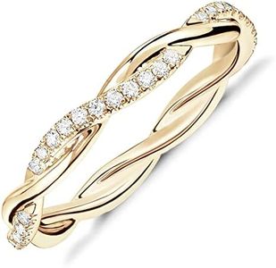 PAVOI 14K Gold Plated Cubic Zirconia Twisted Rope Eternity Band for Women, 5, Plated - Yellow, Cubic Zirconia