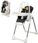 Maxmass 4-in-1 Baby Highchair, Folding Infant Feeding Chair with 5-Point Safety Belt, Removable Double Tray & Cushion, Toy Bar and Wheels, Adjustable Toddler High Chair for 6-36 Months (Black)