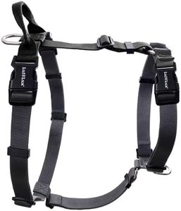 LufeLux Easy Walk Freedom No Pull Dog Harness Small Sized, Neck-Buckle, Six Points Adjustment for Ultimate Fit, Two Aluminum D-Rings for Back and Front Clip, Easy Put On/Off (Black/Grey, S)