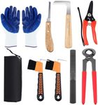 WILLBOND 9 Pcs 8 Inch Goat Hoof Trimmer Kits Farrier Tool Rasp Hoof File Goat Pig Equine Metal Shears Farriers Hoof Nipper Cutter Handle Knife Gloves Horseshoe Brush Goat Supplies