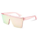 FEISEDY Fashion Oversize Siamese Lens Sunglasses Women Men Succinct Style UV400 B2470 (Pink Mirrored, 60)