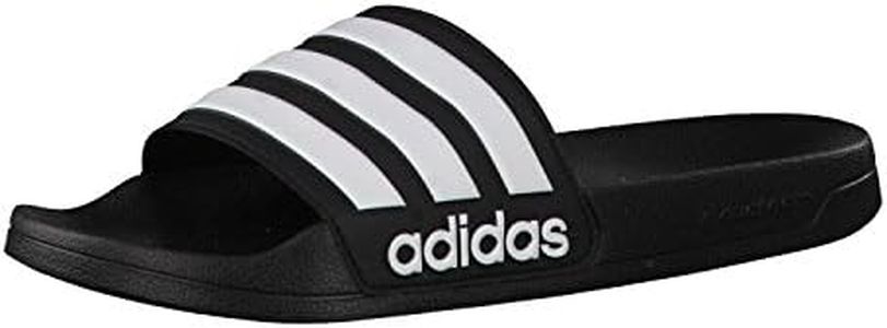 adidas Men's Adilette Shower Slide, Black/White/White, 10