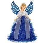 Belle Vous Christmas Tree Toppers - 20.5 x 8.2cm Plastic, Blue Angel Tree Topper - Fairy Treetop Pendant for Christmas Tree Decorations, Christmas Tree Ornaments and Festive Home Decor