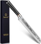 Sunnecko 8 Inch Japanese Damascus Bread Knife - VG10 Steel Serrated Slicer | Ultra Sharp 12° Edge for Homemade Sourdough & Crusty Loaves Professional Cake Slicer Gift for Mom and Dad, Christmas Gift