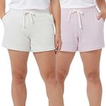 32 DEGREES Cool Womens 2-Pack Pull On Short, Heather White/Heather Smokey Grape, X-Large