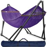 Tranquillo Hammock Stand 3-Year Warranty, Instant 20s Foldable Hammock 600 lbs Capacity Hammock with Stand, Double Camping Hammock Revolutionary Portable Hammock No Screws, Noiseless Hammocks, Purple