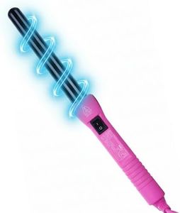 HerStyler Grande Ceramic Curling Iron - 1 inch, Pink (Curling Wand for Long Short Hair, Dual Voltage, Negative Ions, Tapered Barrel, User Friendly, PF30)