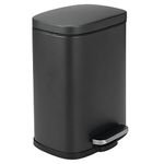 mDesign Pedal Bin – 5 L Stainless Steel Metal Waste Bin with Pedal, Lid and Plastic Insert – Small Household Rubbish Bin for Bathroom and Kitchen or as Office Bin etc. – Black