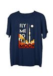 Wear Your Opinion Men's S to 5XL Premium Combed Cotton Printed Half Sleeve T-Shirt (Design : Fly Me to The Moon,Navy,Medium)