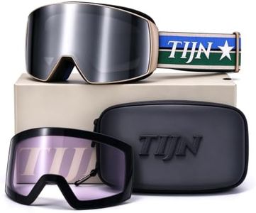 TIJN Anti Fog Ski Goggles, Magnetic OTG UV400 Snowboard Goggles Women Men | 2 Magnetic Replaceable Lenses, OTG Fits for Small Glasses, Anti Fog, UV400 Protection, Helmet Compatible for Snow Sports