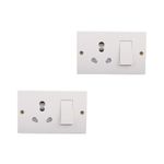 Anchor by Panasonic Polycarbonate 20 Amp Penta Combined 2-Hole Box with Switch White) (14616/14310)(Pack of 2)